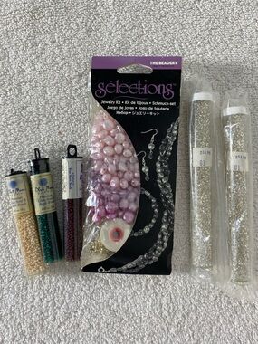 The Beadery Jewelry Kit And Blue Moon Glass Seed Bead Tubes Supply Bundle